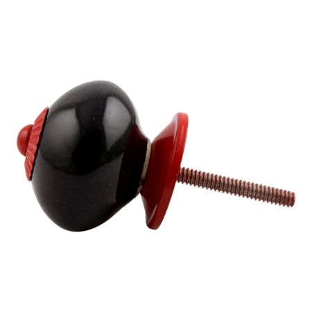 Black Round Red Fitting Ceramic Knob